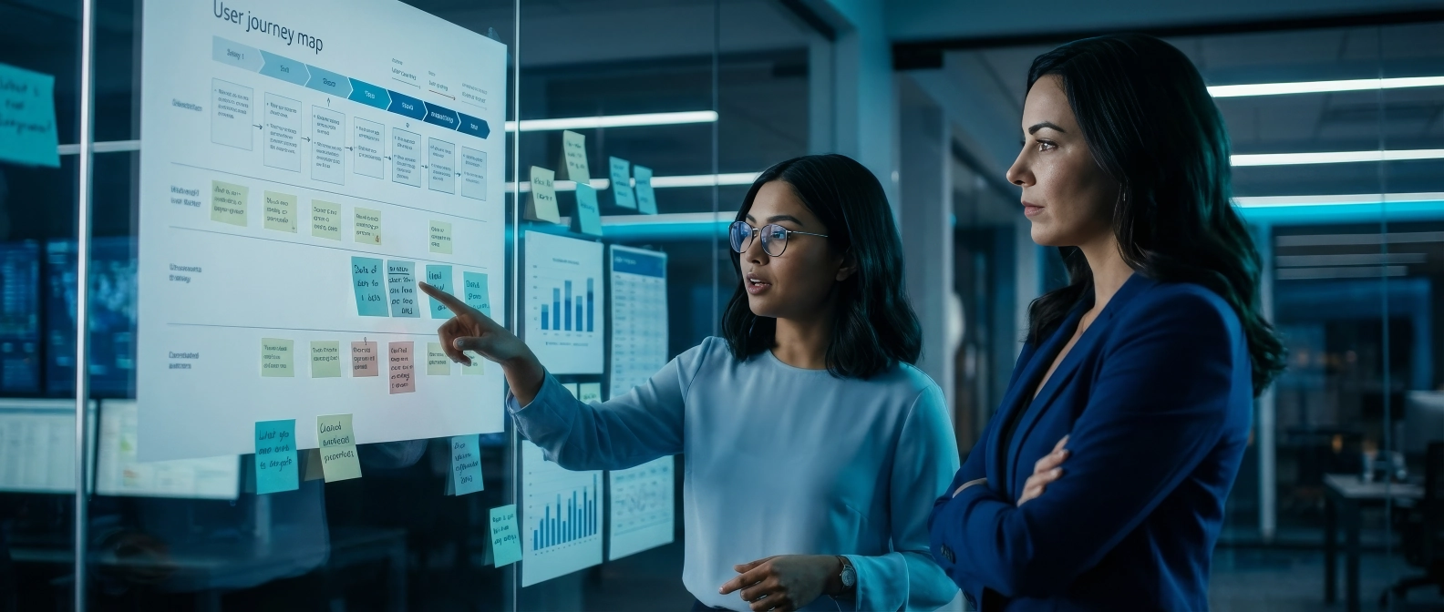 Equipe analisando dados de mercado em War Room